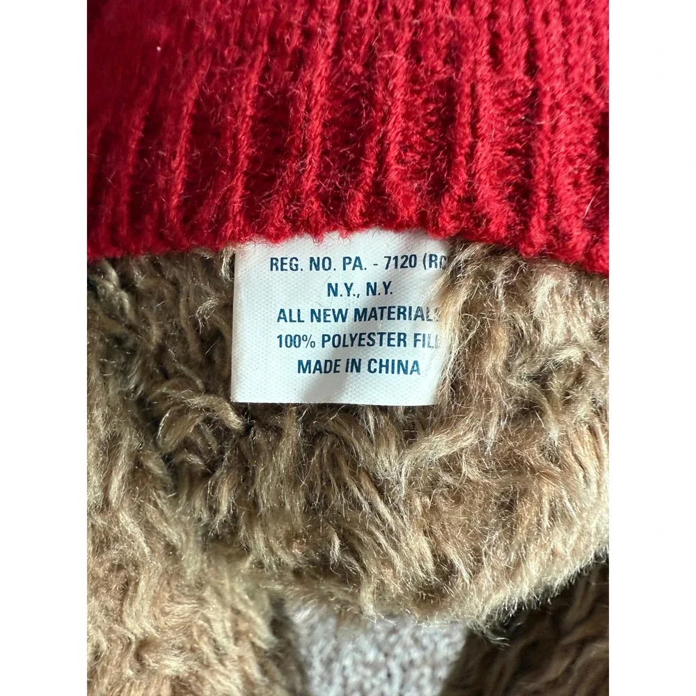 Vintage Ralph Lauren Holiday Plush Bear Red Sweater Reindeer Snowflake Rare Sled
